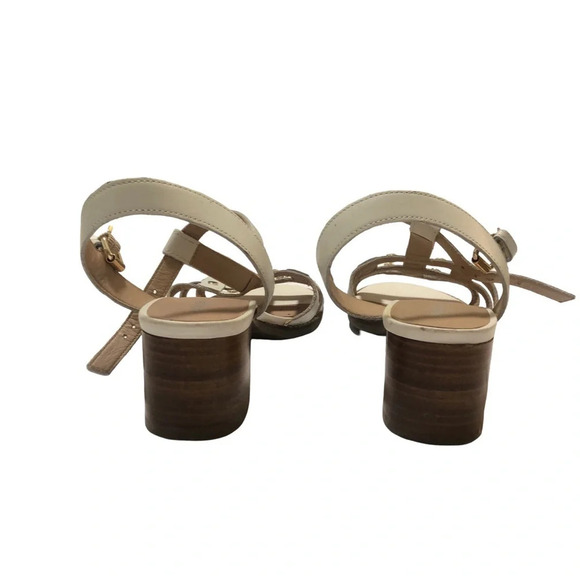 GEOX Italian Leather Strappy Sandals Studs Mid-Height Block Heel Size 37 7 White - Picture 3 of 8